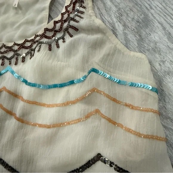 Free People Colorful Sequins Embroidered Flowy Sleeveless Top Size Small - Picture 5 of 11